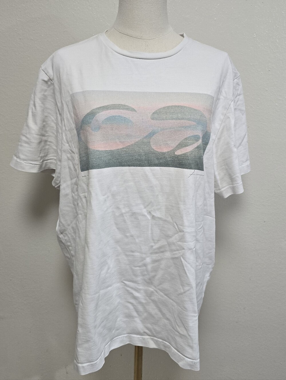 FRAME Denim Abstract Malibu Graphic Tee White Size XL